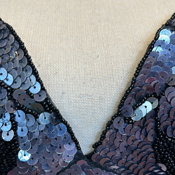 Beaded and Sequined Halter Crisscross Back - Picture 6 of 10